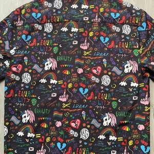 Gay PRIDE- 100% Polyester polo button down top.